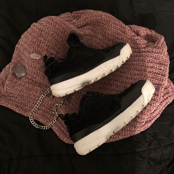 FiLA Disruptor 2 Premium Velour Black Sz 9 - Picture 3 of 7